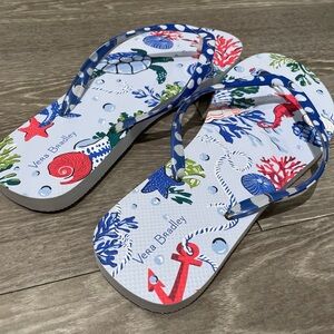 Vera Bradley Marine Life Flip Flops - Blue and Red